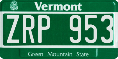 VT license plate ZRP953