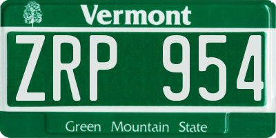 VT license plate ZRP954