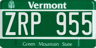 VT license plate ZRP955