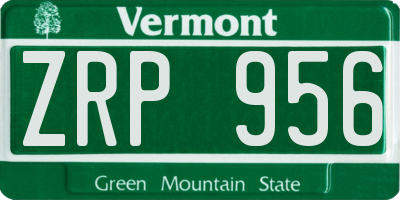 VT license plate ZRP956