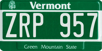 VT license plate ZRP957
