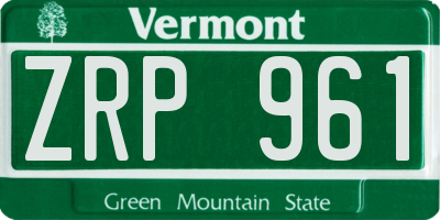 VT license plate ZRP961