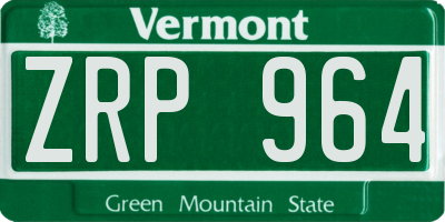 VT license plate ZRP964