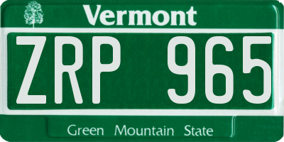 VT license plate ZRP965