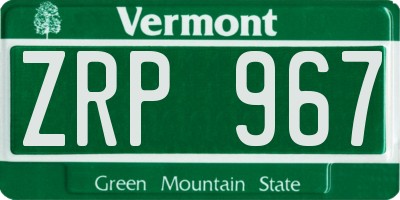 VT license plate ZRP967