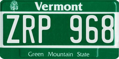 VT license plate ZRP968
