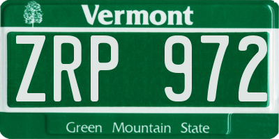VT license plate ZRP972