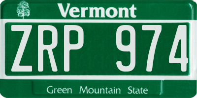 VT license plate ZRP974
