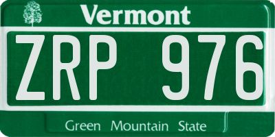 VT license plate ZRP976