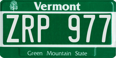 VT license plate ZRP977