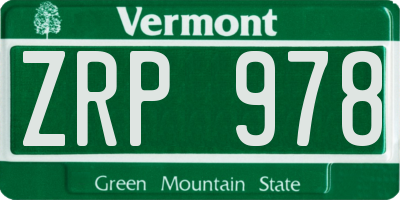 VT license plate ZRP978