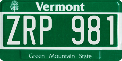 VT license plate ZRP981