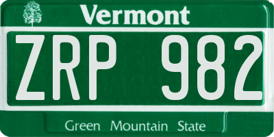 VT license plate ZRP982