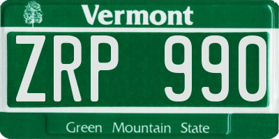 VT license plate ZRP990