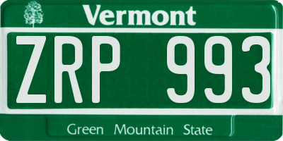 VT license plate ZRP993