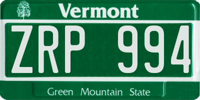 VT license plate ZRP994