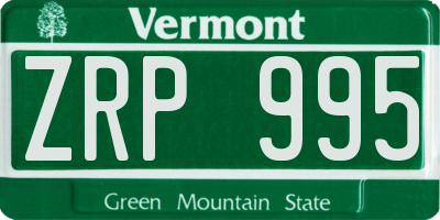 VT license plate ZRP995