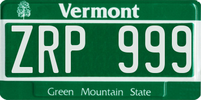 VT license plate ZRP999