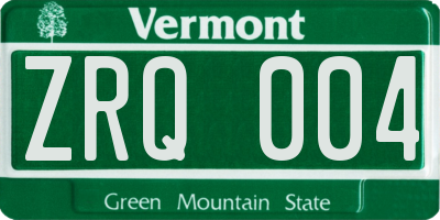 VT license plate ZRQ004