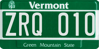 VT license plate ZRQ010