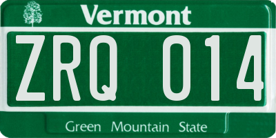 VT license plate ZRQ014