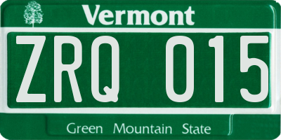 VT license plate ZRQ015