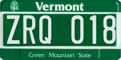 VT license plate ZRQ018