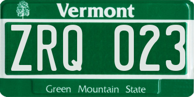 VT license plate ZRQ023