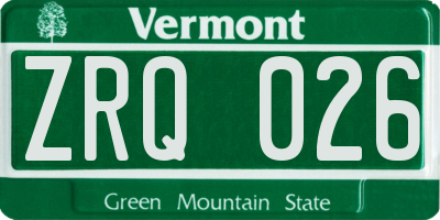 VT license plate ZRQ026