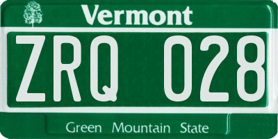 VT license plate ZRQ028