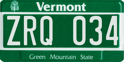 VT license plate ZRQ034