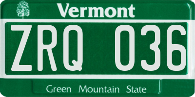 VT license plate ZRQ036