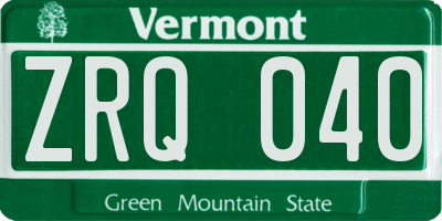 VT license plate ZRQ040