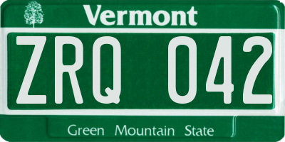 VT license plate ZRQ042