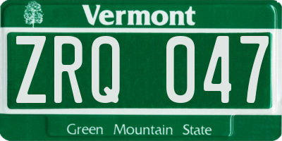 VT license plate ZRQ047