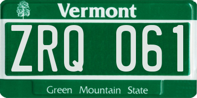 VT license plate ZRQ061