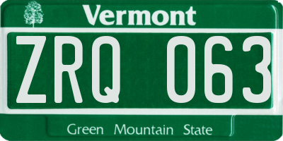 VT license plate ZRQ063