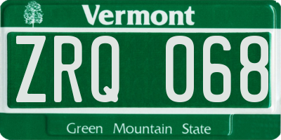 VT license plate ZRQ068