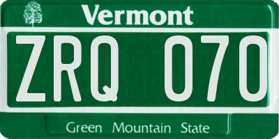 VT license plate ZRQ070