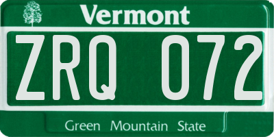 VT license plate ZRQ072
