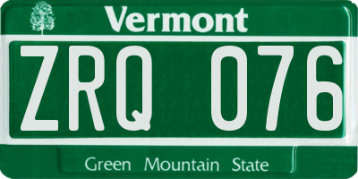 VT license plate ZRQ076