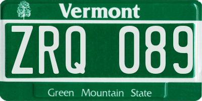 VT license plate ZRQ089