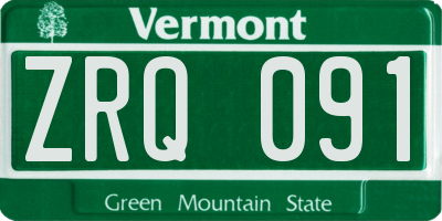 VT license plate ZRQ091
