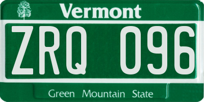 VT license plate ZRQ096