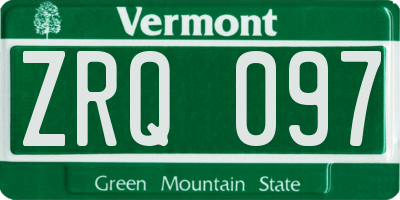 VT license plate ZRQ097