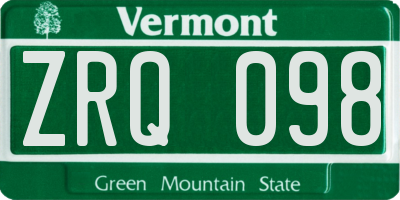 VT license plate ZRQ098