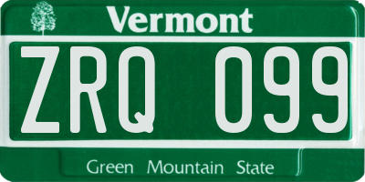 VT license plate ZRQ099