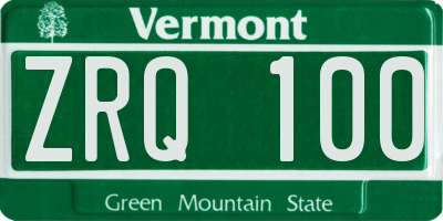 VT license plate ZRQ100