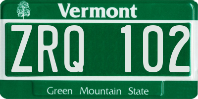 VT license plate ZRQ102