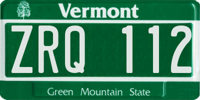 VT license plate ZRQ112